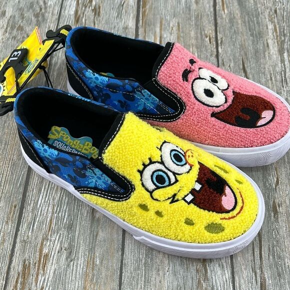 Little Kid SpongeBob SquarePants Fleece Slip-On Sneakers Shoes Size 13 - Picture 3 of 10